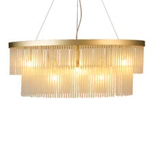 Richards Brushed Brass Glass 2 Tier 5 Light Chandelier